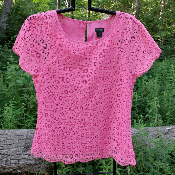 Pink Scallop Lace Tee by J. Crew - Picture 1 of 9